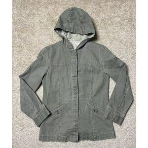 Rubbish Womens Military Jacket Green Canvas Military Zip Up Hooded Pockets XS